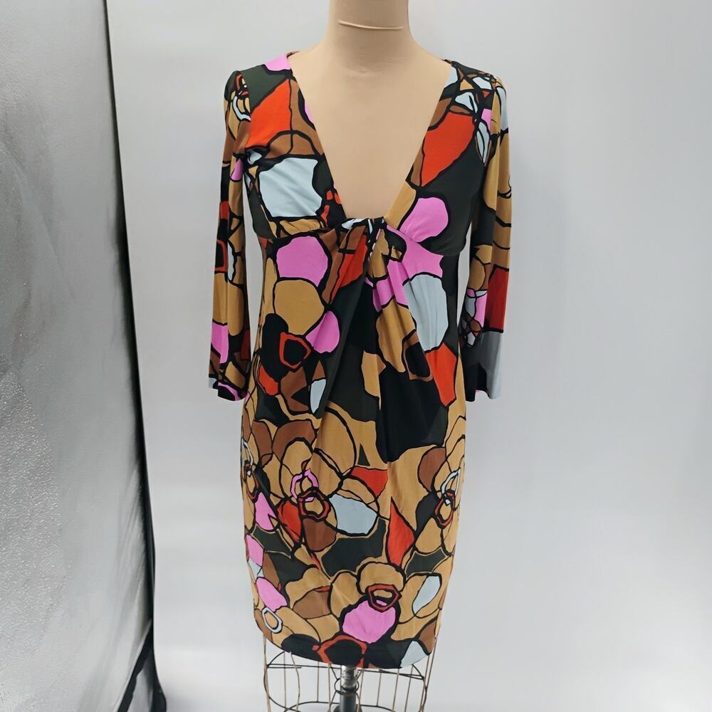 Diane von Furstenberg 100% Silk Jersey Multi Dress Sz 2 - Picture 4 of 16
